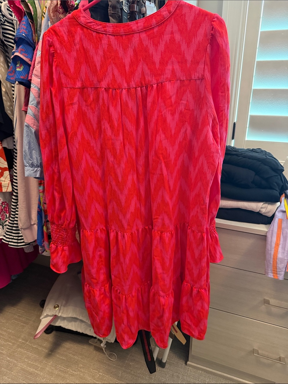 Pomander Place Bright Pink-Red V-Neck Tunic - Picture 3 of 4